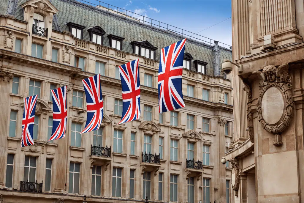 UK flags and buildings